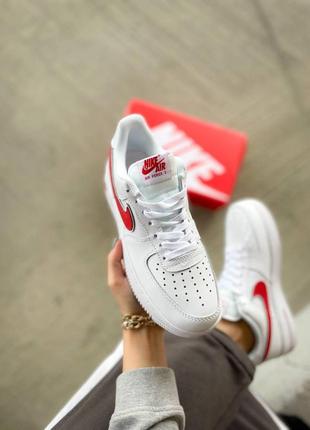 Кроссовки nike air force 1 low " white/red"6 фото