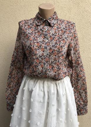 Удлиненная блузка(рубашка)туника,camaieu в цветочный принт,хлопок