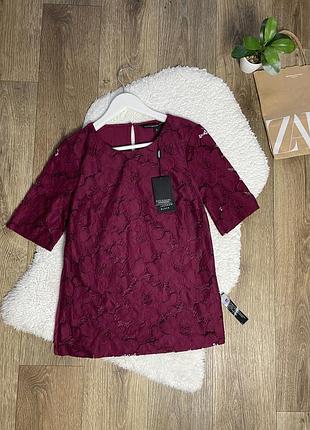 Блуза з мереживом бордо