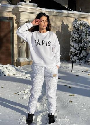 Лыжные брюки женские теплые стеганые утепленные базовые зимние на зиму черные серые белые брюки графит бежевые коричневые9 фото