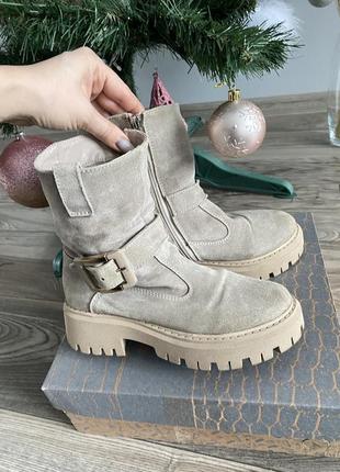 Зимние сапоги ботинки натуральная замша