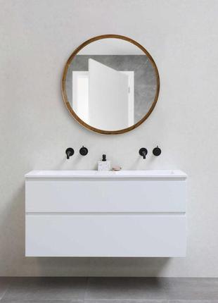 Зеркало круглое luxury wood perfection 50х50 см орех натуральный4 фото