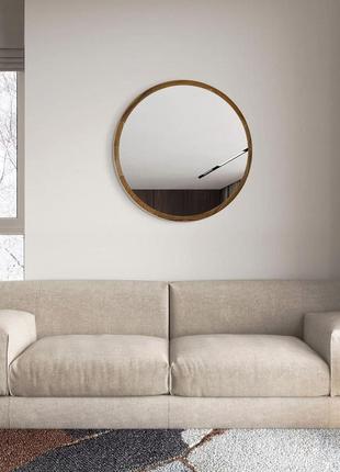 Зеркало круглое luxury wood perfection 50х50 см орех натуральный5 фото
