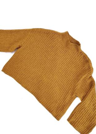 Стильний затишний оверсайз вкорочений гірчичний жовтий светр джемпер new look
