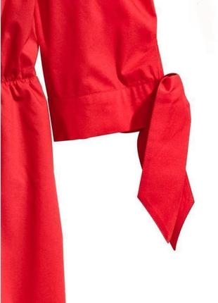 Червоне бавовняне плаття h&m з відкритими плечиками.3 фото