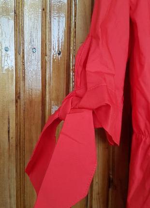 Червоне бавовняне плаття h&m з відкритими плечиками.7 фото