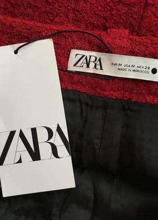 Zara мини юбка твидовая zara красная новая с биркой5 фото