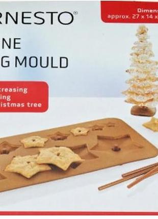 Форма лист деко силіконова для випічки печива у вигляді новорічної ялинки дерева ernesto 27х14