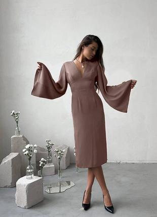 Сукня афродіта з відкритою спиною і широкими рукавами, поаття міді приталене1 фото