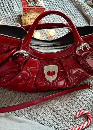 Винтажная сумка alexander mcqueen красная лакированная кожа оригинал2 фото