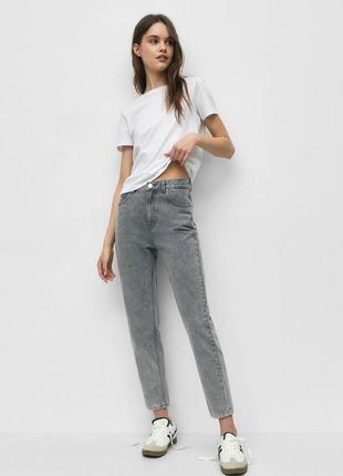 Базові сірі джинси mom fit від pull&amp;bear — 34, 36, 38, 40, 42, 44