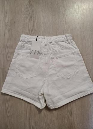 Шорты джинсовые коттон белые разворачиваются zara mom fit 34 38 s m 8197/0098 фото