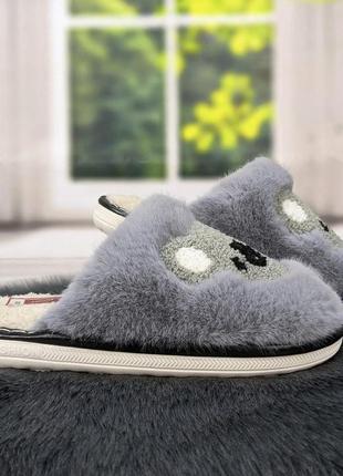 Тапочки жіночі домашні хутряні з коалою сірі 4350
