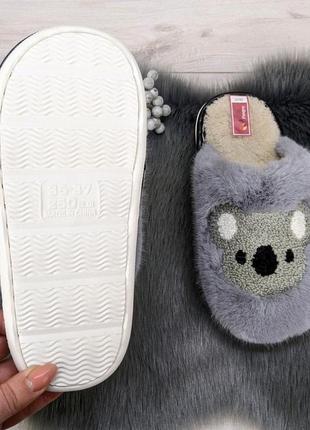 Тапочки жіночі домашні хутряні з коалою сірі 4350