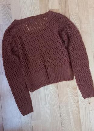 Трендовый свитер кроп топ кофта с карманами сетка укороченный свитер свитшот6 фото
