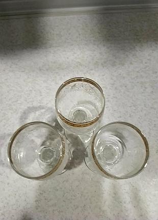 Фужеры bohemia. стаканы с позолотой.