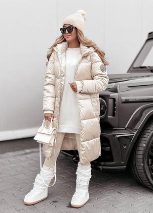 Пальто куртка женское теплое зимнее на зиму базовое с капюшоном утепленное черное белое коричневое зеленое хаки пуховик батал длинное стеганое лаковое4 фото