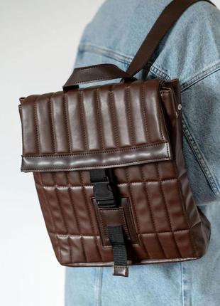 Женский рюкзак коричневый рюкзак городской рюкзак стеганый рюкзак