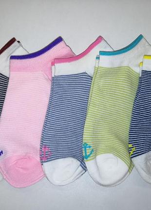 Набор носков в полоску и якорем / носки с якорями / носочки в полосочку / полосатые
