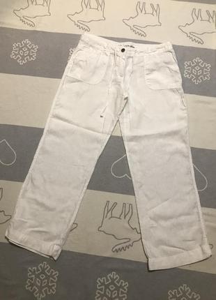 Літні брюки 100% льон 14/42 білосніжні заміри на фото