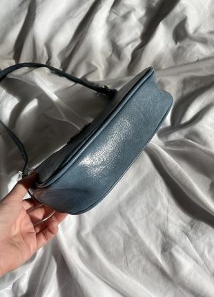 Голубая сумка багет mango5 фото