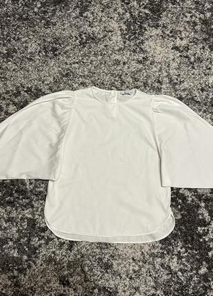 Блуза reserved белая с рукавами-фонарикамм1 фото
