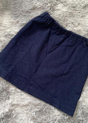 Короткая мини синяя облегающая юбка трикотаж