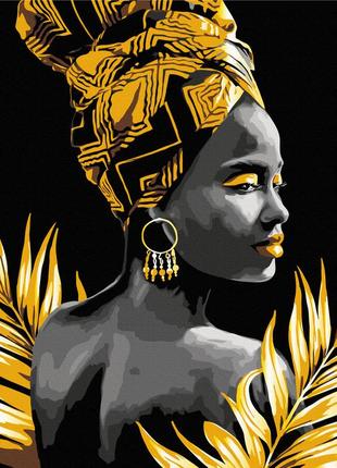 Картина за номерами 40х50 на чорному полотні "африканка ©mykhailyshyna daria" bsb0013