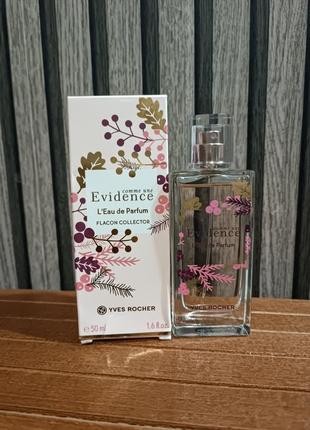 Парфуми "cоmme une  evidence l'eau de parfum", колекціний флакон, від бренду yves rocher, оригінал, 50мл