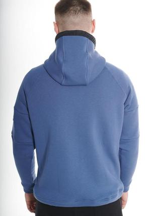 Толстовка мужская теплая с начосом rapid спортивная кофта на флисе с капюшоном синий индиго8 фото
