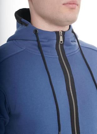 Толстовка мужская теплая с начосом rapid спортивная кофта на флисе с капюшоном синий индиго9 фото