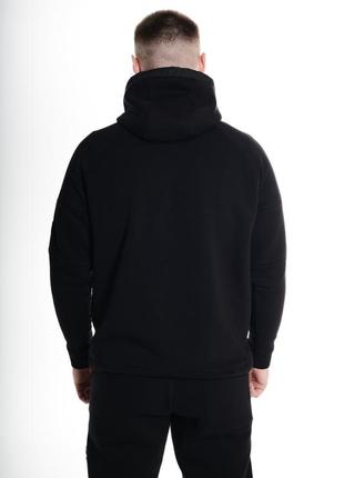 Толстовка мужская теплая с начосом rapid спортивная кофта на флисе с капюшоном черный6 фото