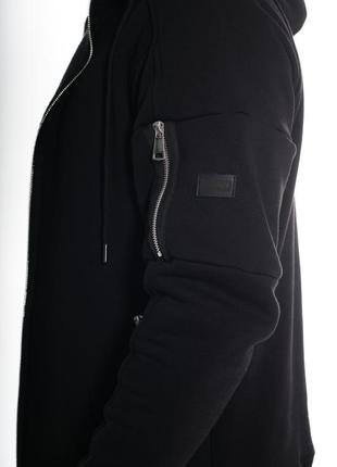 Толстовка мужская теплая с начосом rapid спортивная кофта на флисе с капюшоном черный9 фото