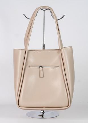 Женская сумка бежевая сумка бежевый шоппер бежевый шоппер классическая базовая сумка на каждый день4 фото