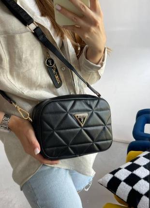 Guess simple bag black, женская брендовая сумочка в стиле Гес, черная