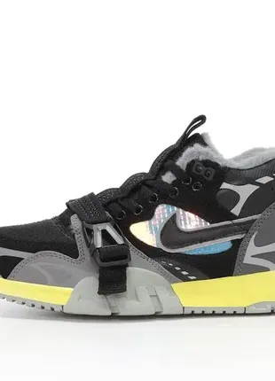 Кроссовки nike air trainer 1 sp black grey yellow черные с желтым зима winter ❄️ теплые зимние ботин8 фото