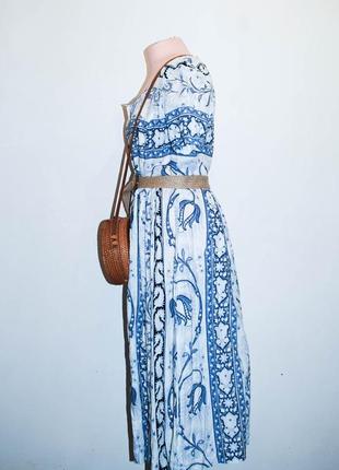 Платье халат халатом на пуговицах  натуральное винтаж винтажное с отрезной широкой  юбкой6 фото