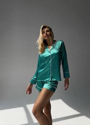Женская пижама с шортиками ❤️ базовая женская пижама ❤️ шелковая пижама 💗 пижама на подарок 🌸5 фото