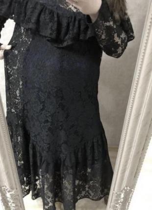 Новое превосходное чёрное гипюровое миди платье 50-54 р h&m8 фото