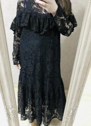 Новое превосходное чёрное гипюровое миди платье 50-54 р h&m4 фото