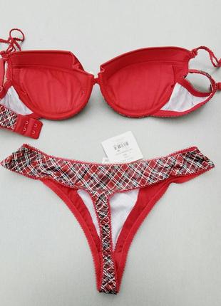 Kleo october fest комплект нижньої жіночої білизни червоний з сірим4 фото
