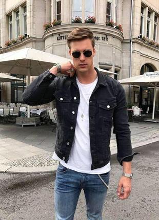 Чёрная джинсовая куртка деним zara man