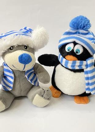 Новорічний набір м'яких іграшок олень і пінгвін
