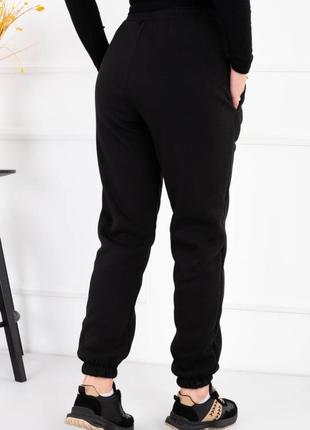 Женские утепленные черные спортивные брюки штаны теплые на флисе зима зимние4 фото