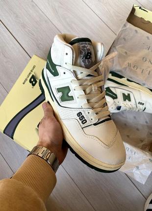 New balance 650 mid white&amp;green мех/полоские зимние кроссовки/мужские зимние кроссовки