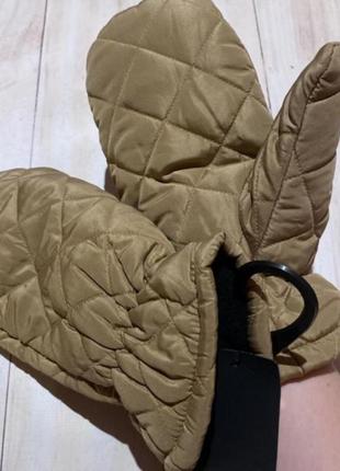 Жіночі стьогані зимові рукавиці, утелпені флісові рукавиці, стьогані рукавиці, комплект рукавиці та панама1 фото