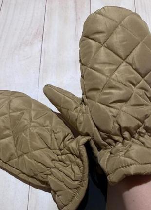 Жіночі стьогані зимові рукавиці, утелпені флісові рукавиці, стьогані рукавиці, комплект рукавиці та панама2 фото