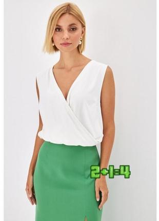 💝2+1=4 шикарне базове біле боді блуза boohoo, розмір 44 - 46