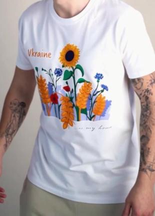 Свитшот с принтом полевые цветы, белый, мужской, украина, бренд малюнки5 фото