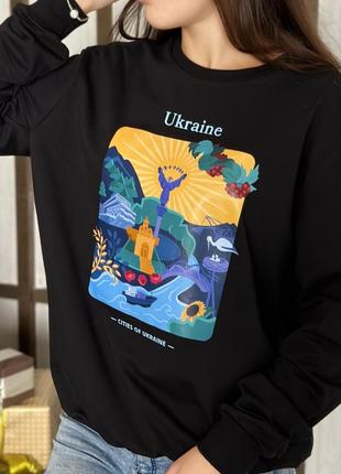 Свитшот с принтом украина, белый, женский, бренд малюнки7 фото